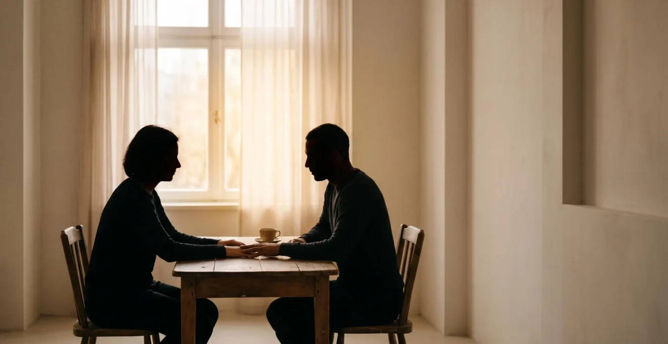 Deux silhouettes se faisant face dans une lumière douce, symbolisant le dialogue et la reconstruction du lien après un désaccord